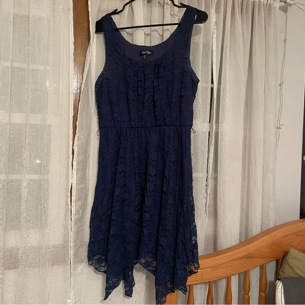 Love Reign Blue Asymmetrical Sundress Scoop Neck